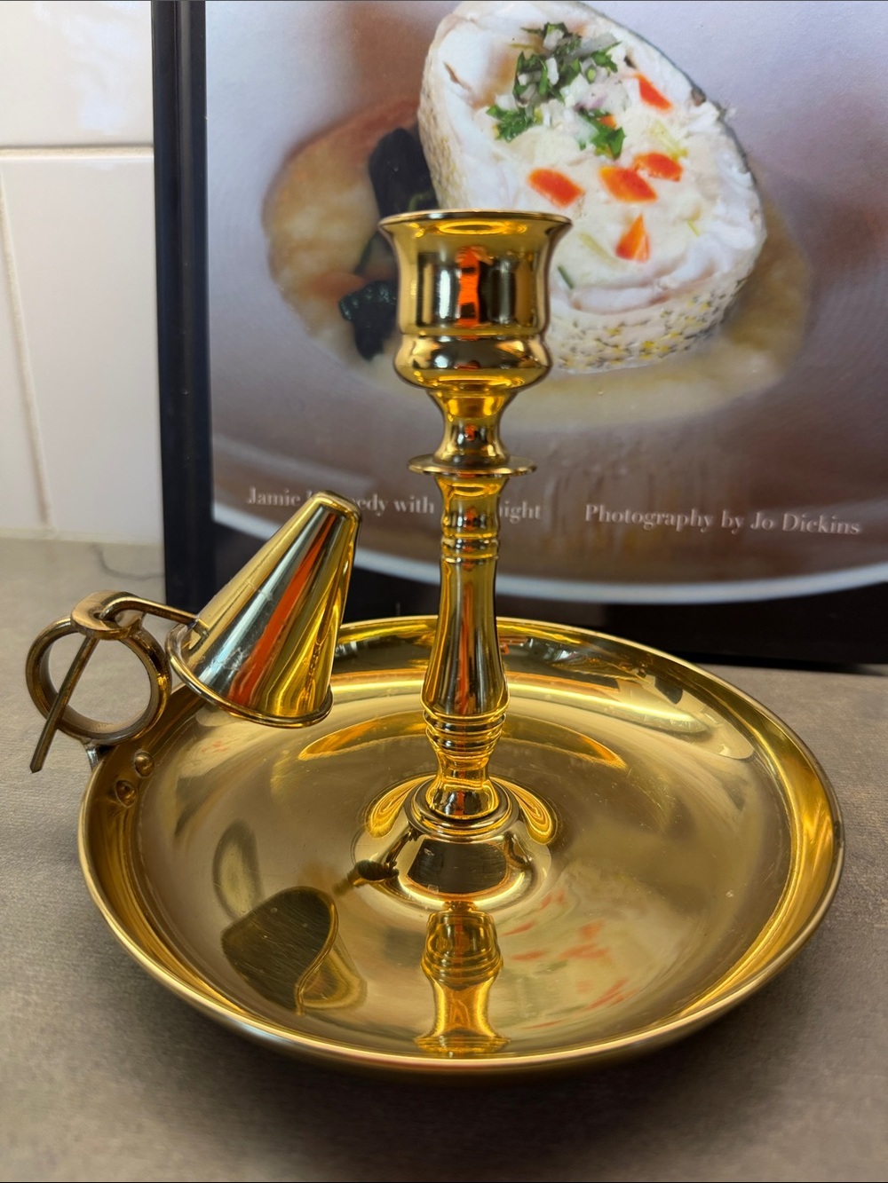 Vintage Gold Chamberstick Candle Holder with Snuffer